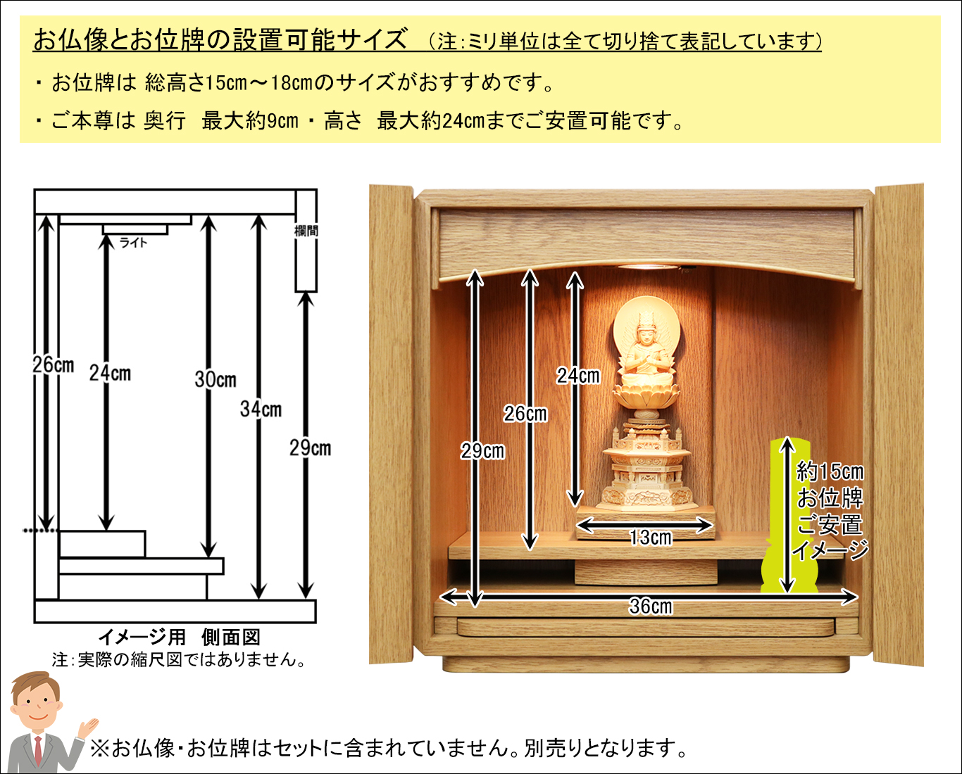 小さいミニ仏壇14号ニークライト仏像安置場所