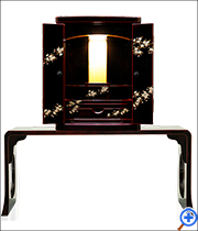 高級輪島塗上置き仏壇16号「桜」台上設置