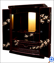 高級輪島塗上置き仏壇16号「桜」斜め