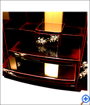 高級輪島塗上置き仏壇18号「桜」スライド棚